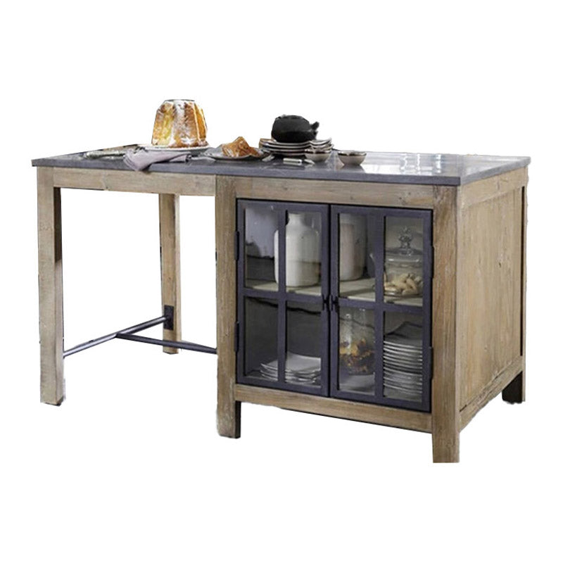 Dining Room Kitchen Island Table Modern Prep Table with Storage Cabinet