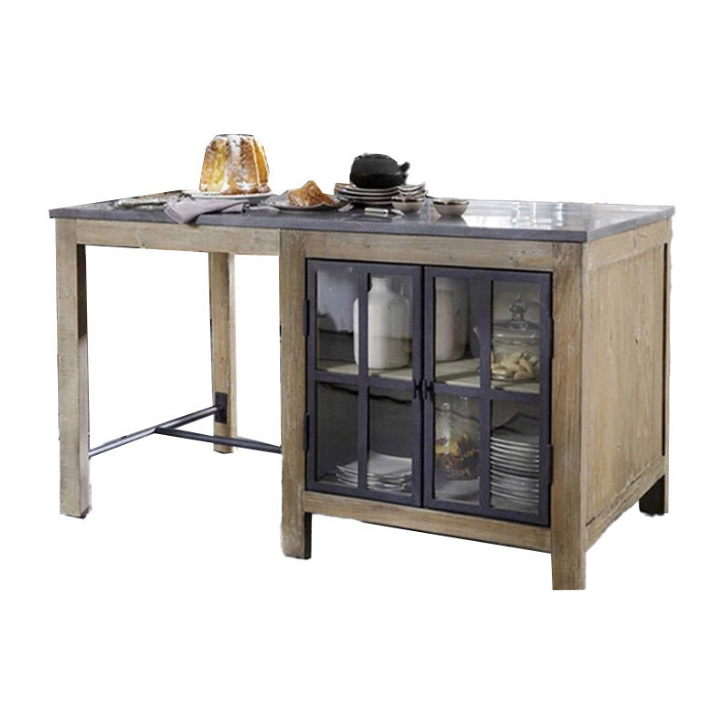 Dining Room Kitchen Island Table Modern Prep Table with Storage Cabinet