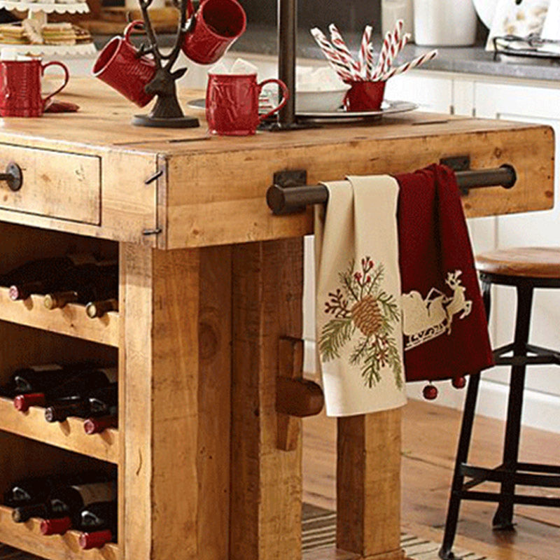 Modern Kitchen Island Table Dining Room Prep Table with Open Shelves