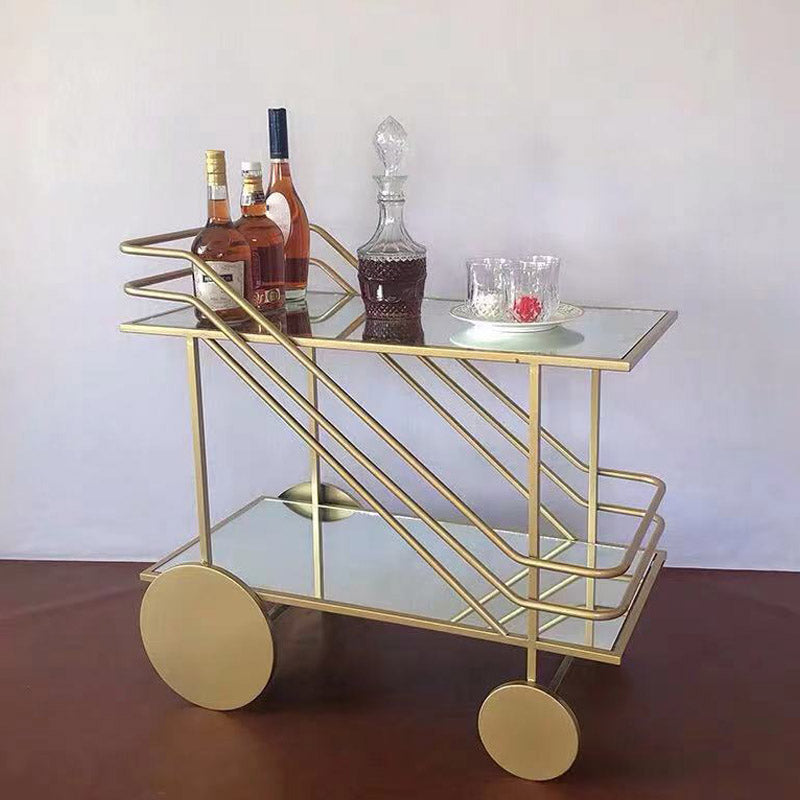 Modern Open Storage Kitchen Trolley Glass Dining Room Prep Table