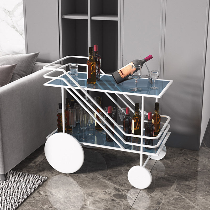 Modern Open Storage Kitchen Trolley Rectangular Dining Room Prep Table