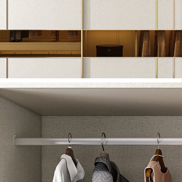 Manufactured Wood White Wardrobe Modern Cabinet with Sliding Doors