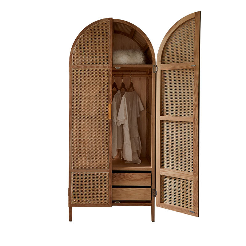 Modern Style Wardrobe Cabinet Solid Wood Wardrobe Armoire with Shelves