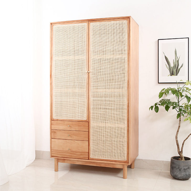 Clothes Rail Wardrobe Cabinet Solid Wood Modern Wardrobe Armoire