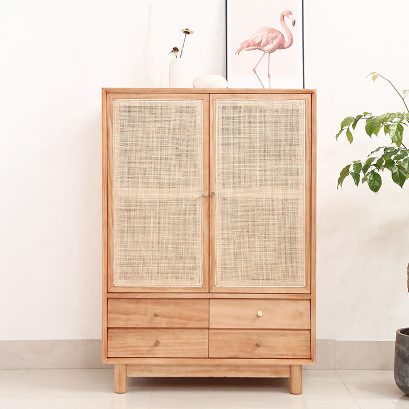 Clothes Rail Wardrobe Cabinet Solid Wood Modern Wardrobe Armoire