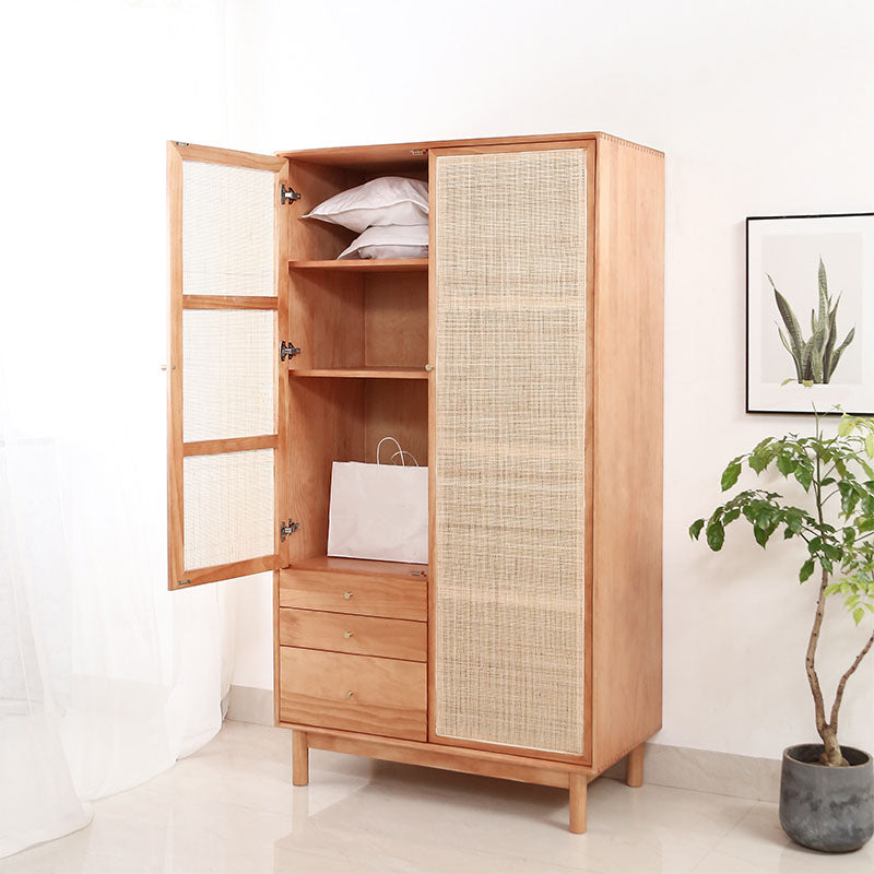 Clothes Rail Wardrobe Cabinet Solid Wood Modern Wardrobe Armoire