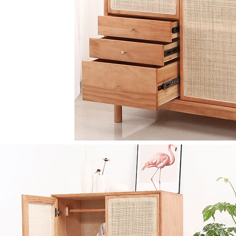 Clothes Rail Wardrobe Cabinet Solid Wood Modern Wardrobe Armoire