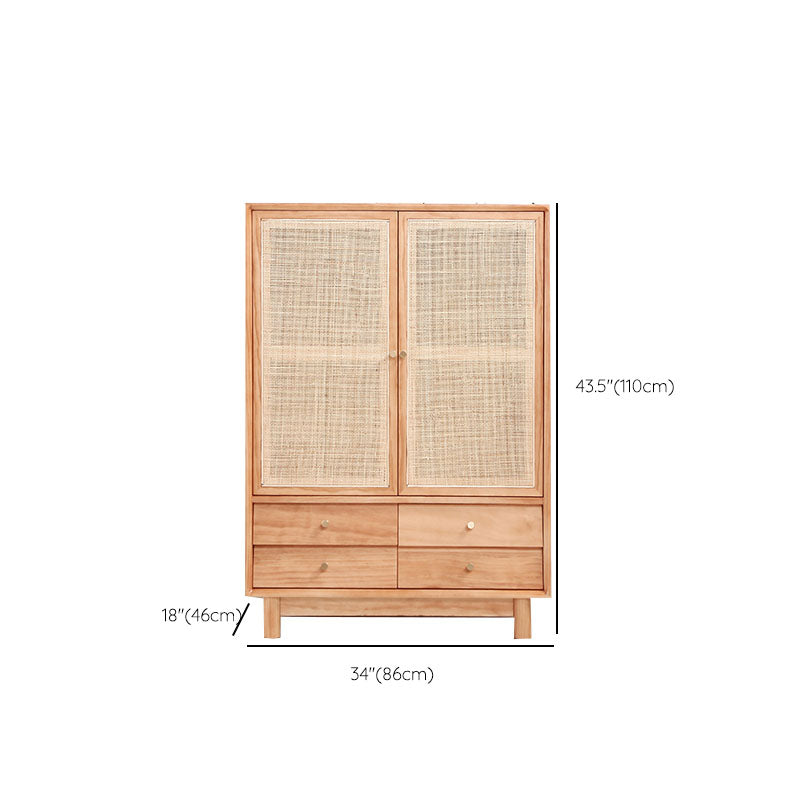 Clothes Rail Wardrobe Cabinet Solid Wood Modern Wardrobe Armoire