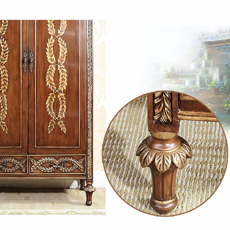 Solid Wood Wardrobe Cabinet Clothes Rail Wardrobe Armoire for Home