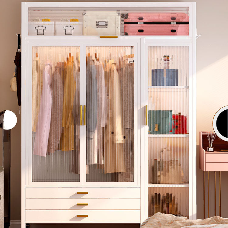 Glass Wardrobe Cabinet Modern Style Combination Armoire for Home