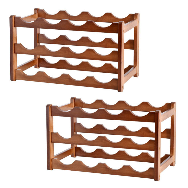 Modern Tabletop Wine Rack Solid Wood Wine Bottle Rack for Living Room