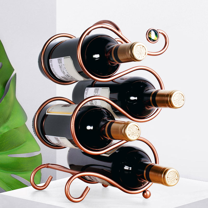 Glam Style Tabletop Wine Rack Metal Wine Bottle Rack for Kitchen