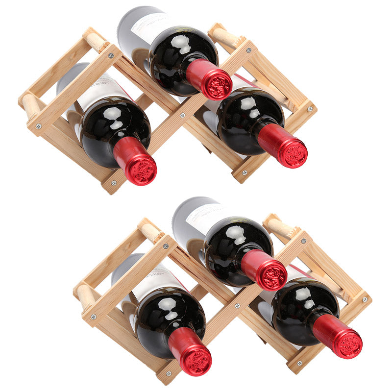 Countertop Wine Rack Solid Wood Stackable Wine Bottle Rack for Living Room