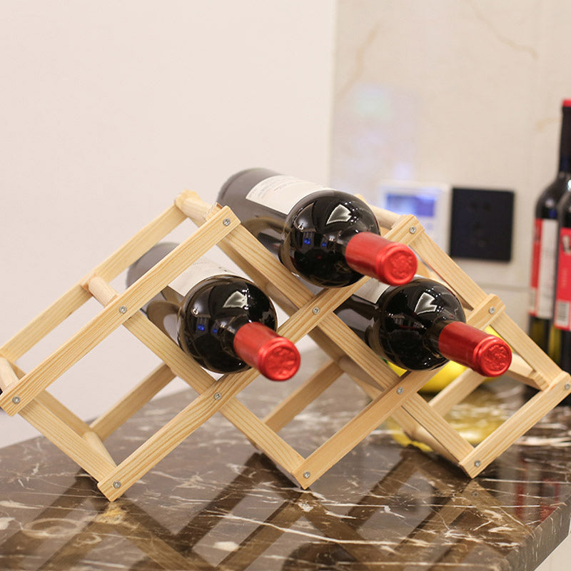 Countertop Wine Rack Solid Wood Stackable Wine Bottle Rack for Living Room