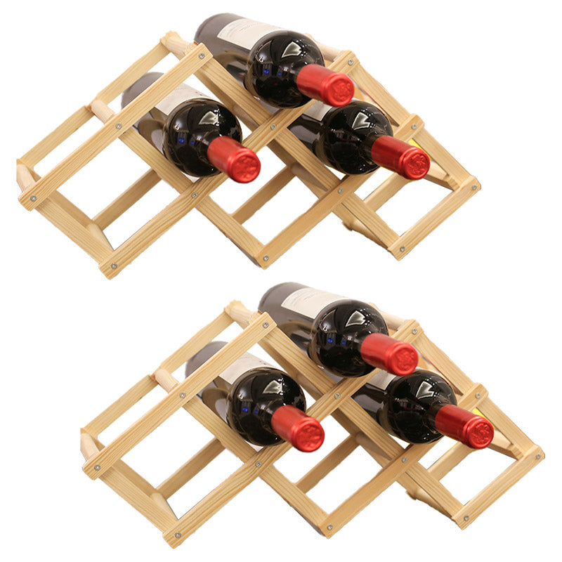 Countertop Wine Rack Solid Wood Stackable Wine Bottle Rack for Living Room