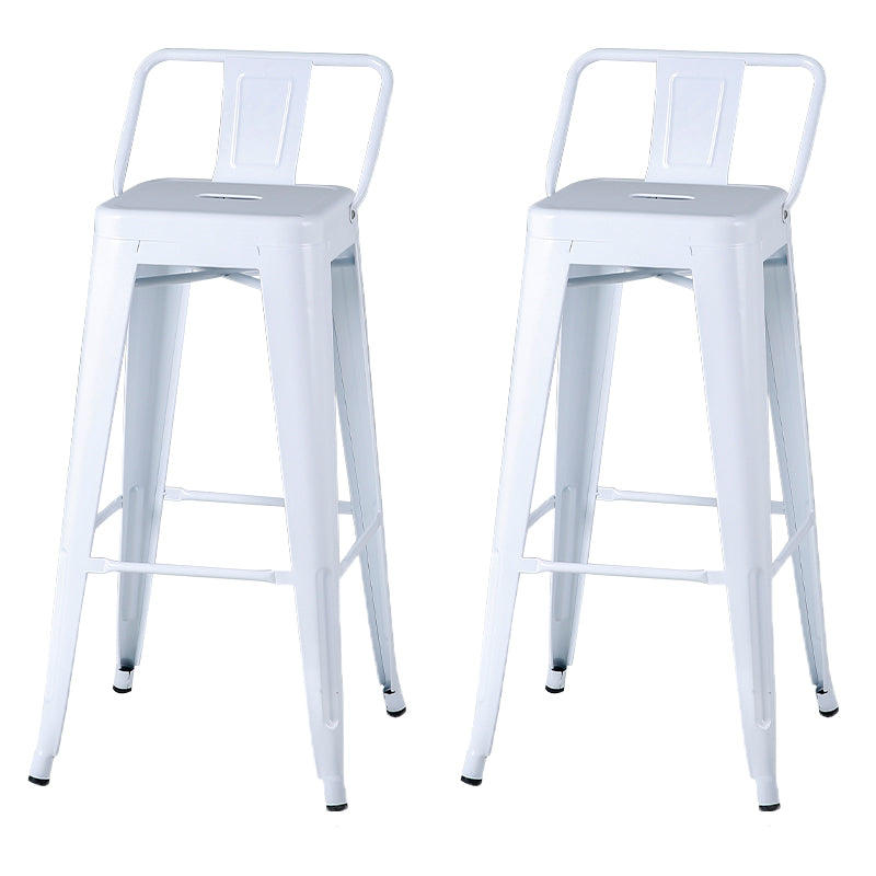 Modern Square Dining Stools Metal Armless Barstools with Footrest