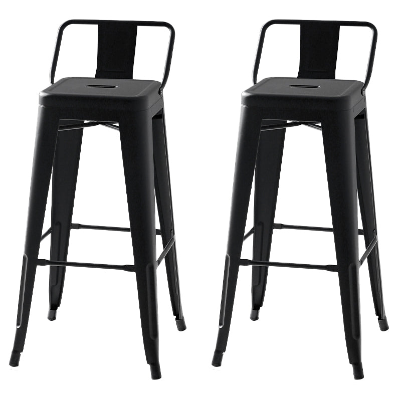 Modern Square Dining Stools Metal Armless Barstools with Footrest