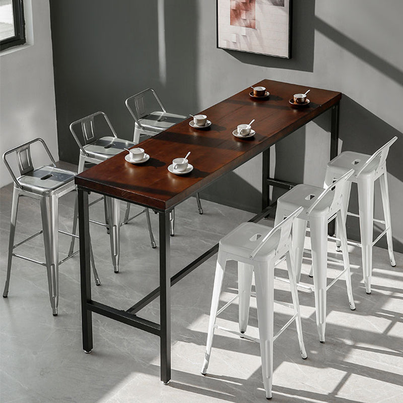 Modern Square Dining Stools Metal Armless Barstools with Footrest