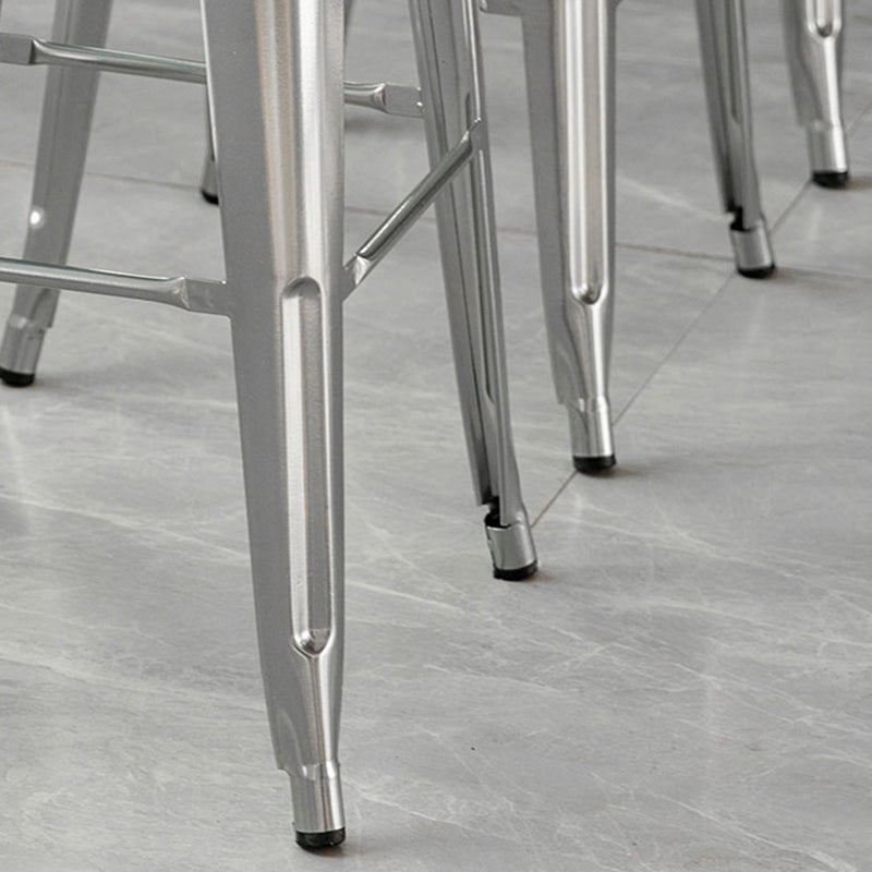 Modern Square Dining Stools Metal Armless Barstools with Footrest