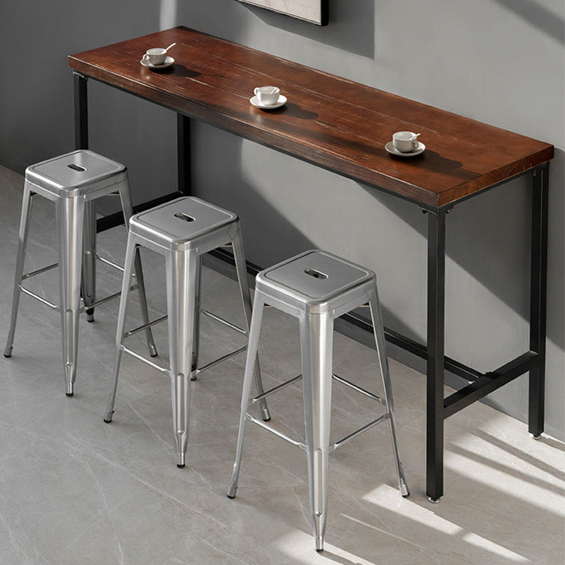 Modern Square Dining Stools Metal Armless Barstools with Footrest