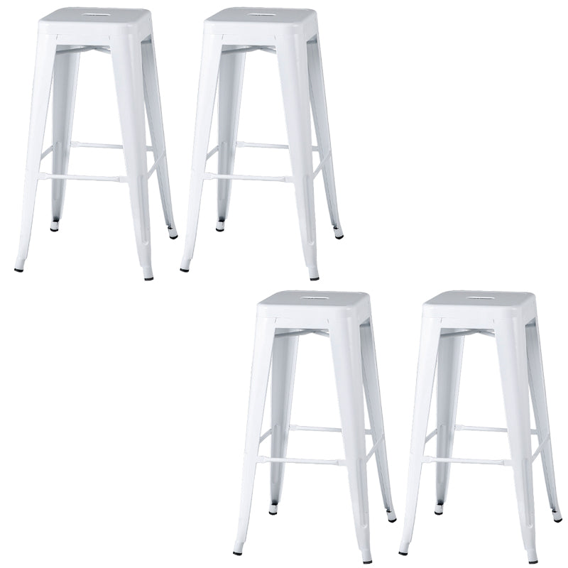 Modern Square Dining Stools Metal Armless Barstools with Footrest