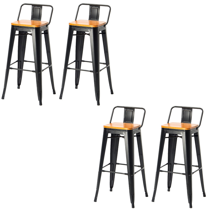 Modern Square Dining Stools Metal Armless Barstools with Footrest