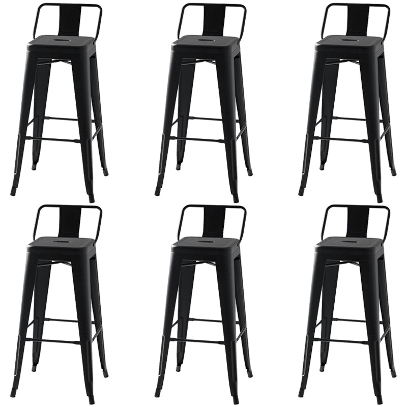 Modern Square Dining Stools Metal Armless Barstools with Footrest