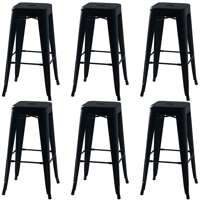 Modern Square Dining Stools Metal Armless Barstools with Footrest