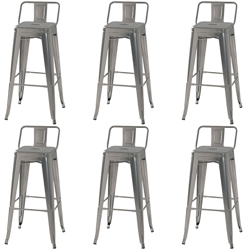 Modern Square Dining Stools Metal Armless Barstools with Footrest