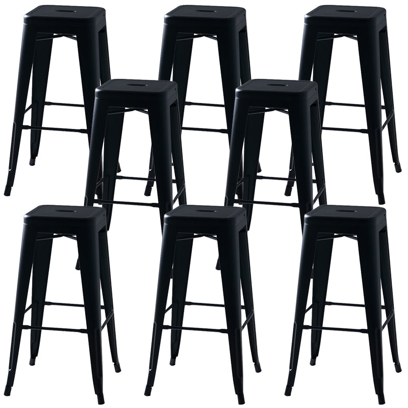 Modern Square Dining Stools Metal Armless Barstools with Footrest