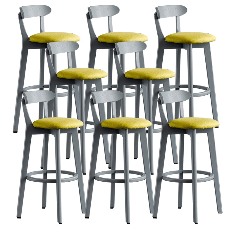 Gray Wood Bar Stools Industrial Style Armless Stool with Low Back