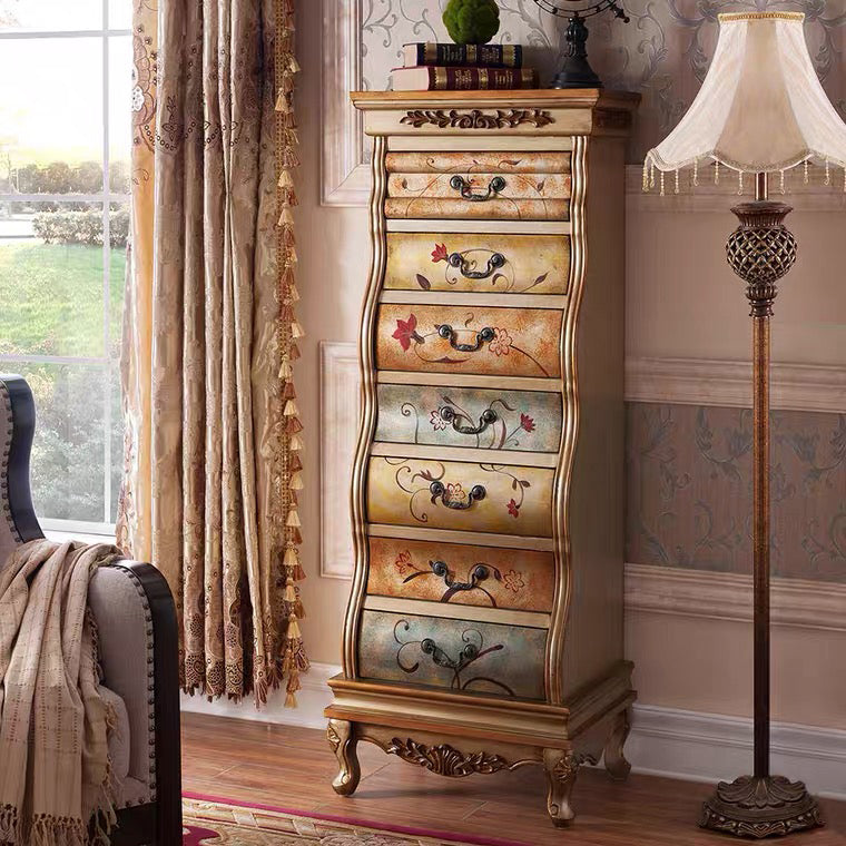 Traditional Storage Chest Solid Wood Dresser with 7 Drawers , 16.5 Inch Width