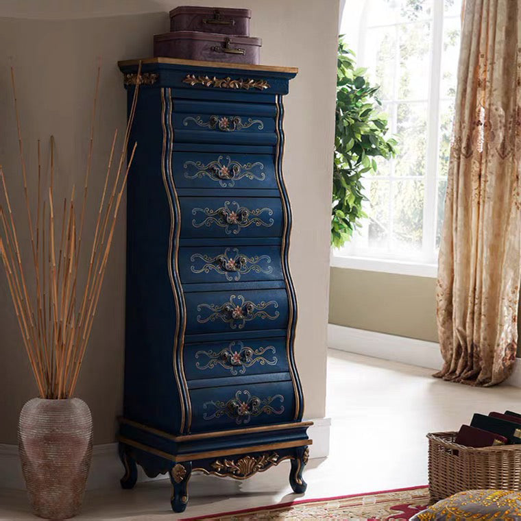 Traditional Storage Chest Solid Wood Dresser with 7 Drawers , 16.5 Inch Width