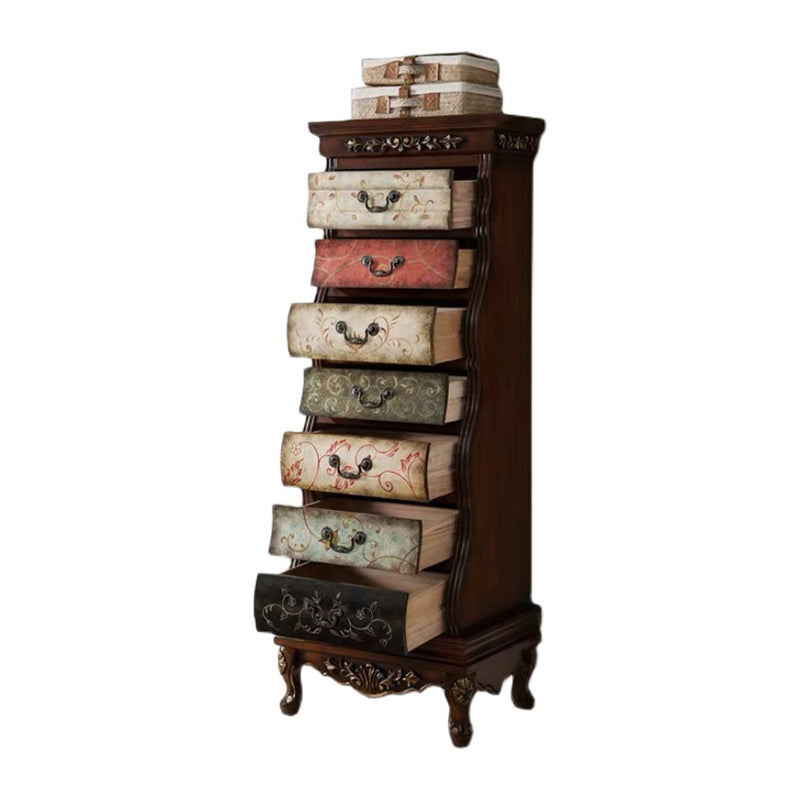 Traditional Storage Chest Solid Wood Dresser with 7 Drawers , 16.5 Inch Width