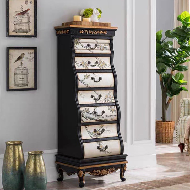 Traditional Storage Chest Solid Wood Dresser with 7 Drawers , 16.5 Inch Width