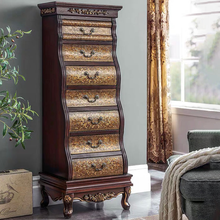 Traditional Storage Chest Solid Wood Dresser with 7 Drawers , 16.5 Inch Width