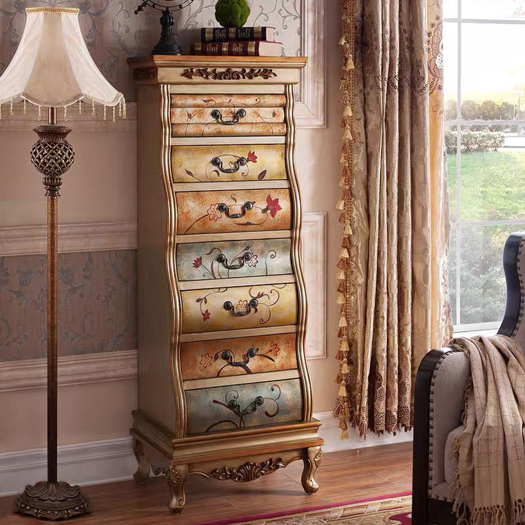 Traditional Storage Chest Solid Wood Dresser with 7 Drawers , 16.5 Inch Width