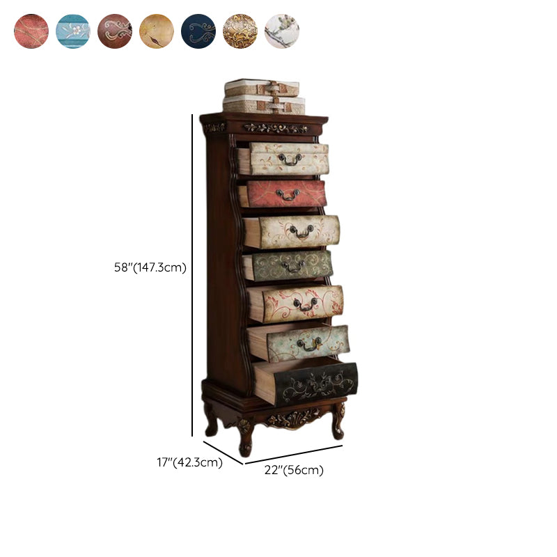 Traditional Storage Chest Solid Wood Dresser with 7 Drawers , 16.5 Inch Width