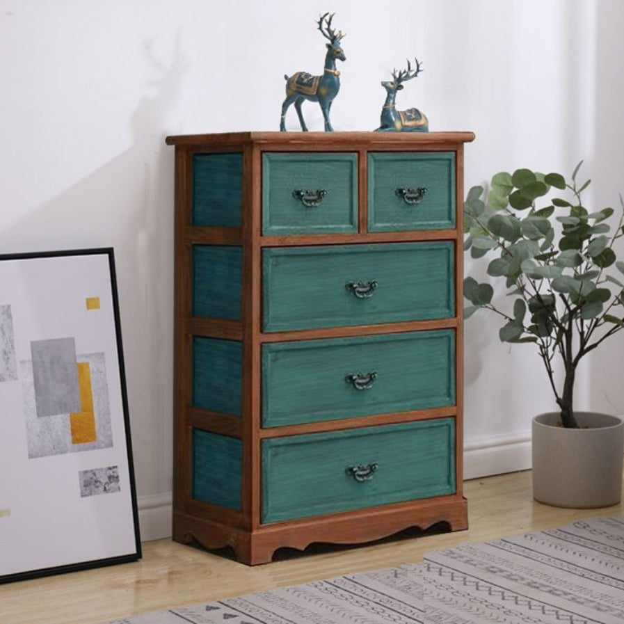 Coastal Storage Chest Solid Wood Dresser with 6/5 Drawers , 11.7 Inch W