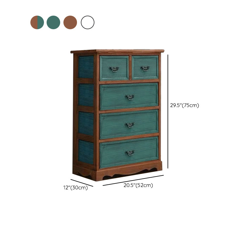 Coastal Storage Chest Solid Wood Dresser with 6/5 Drawers , 11.7 Inch W