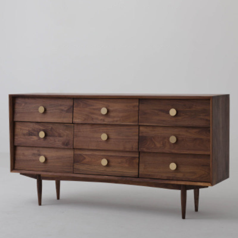 Modern Horizontal Double Dresser Solid Wood Storage Chest for Bedroom