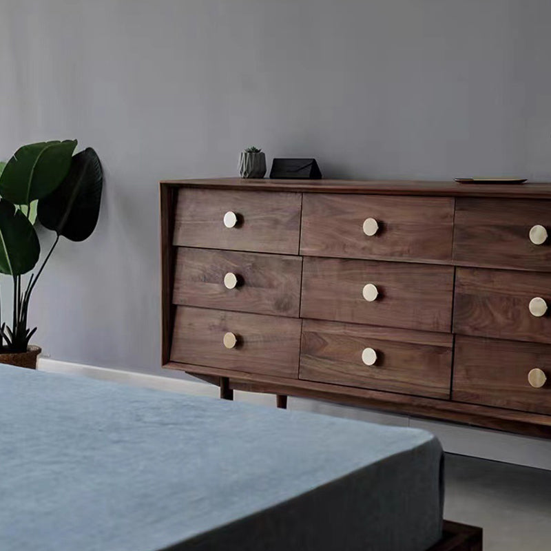 Modern Horizontal Double Dresser Solid Wood Storage Chest for Bedroom