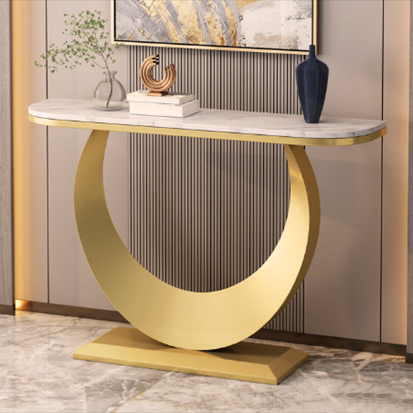 Modern Console Table Stone Half Moon End Table , 11.81-inch Wide