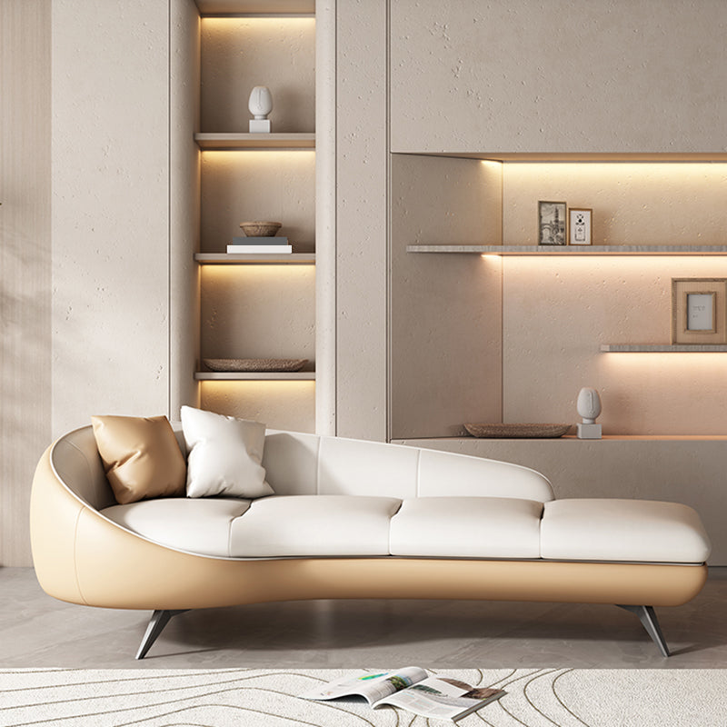 Modern Upholstered Chaise Lounge Leather Chaise with Left-Arm for Bedroom and Living Room