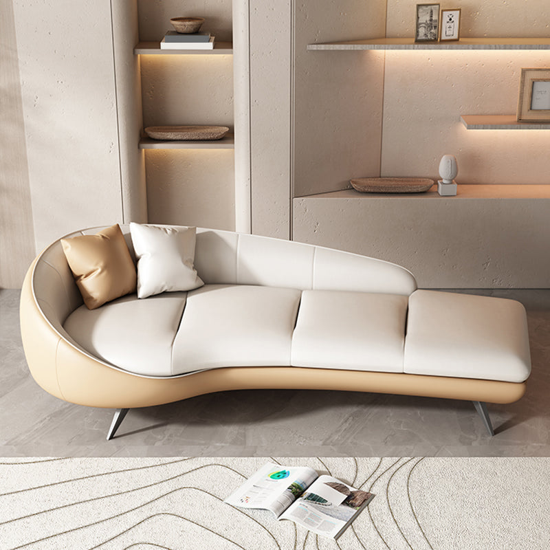 Modern Upholstered Chaise Lounge Leather Chaise with Left-Arm for Bedroom and Living Room