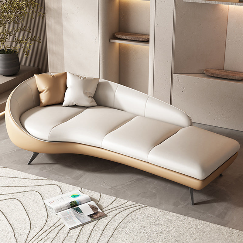 Modern Upholstered Chaise Lounge Leather Chaise with Left-Arm for Bedroom and Living Room