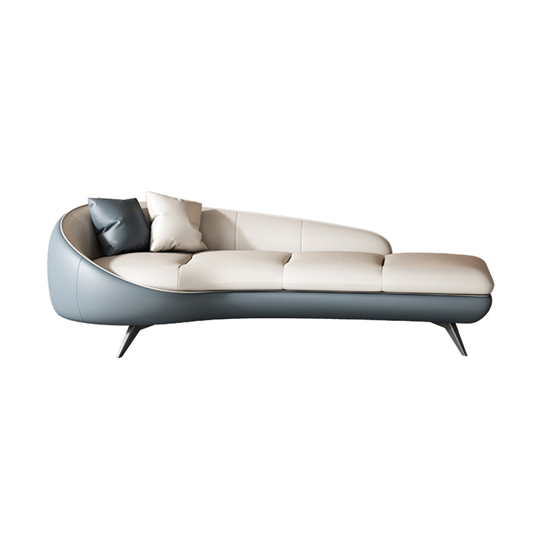 Modern Upholstered Chaise Lounge Leather Chaise with Left-Arm for Bedroom and Living Room