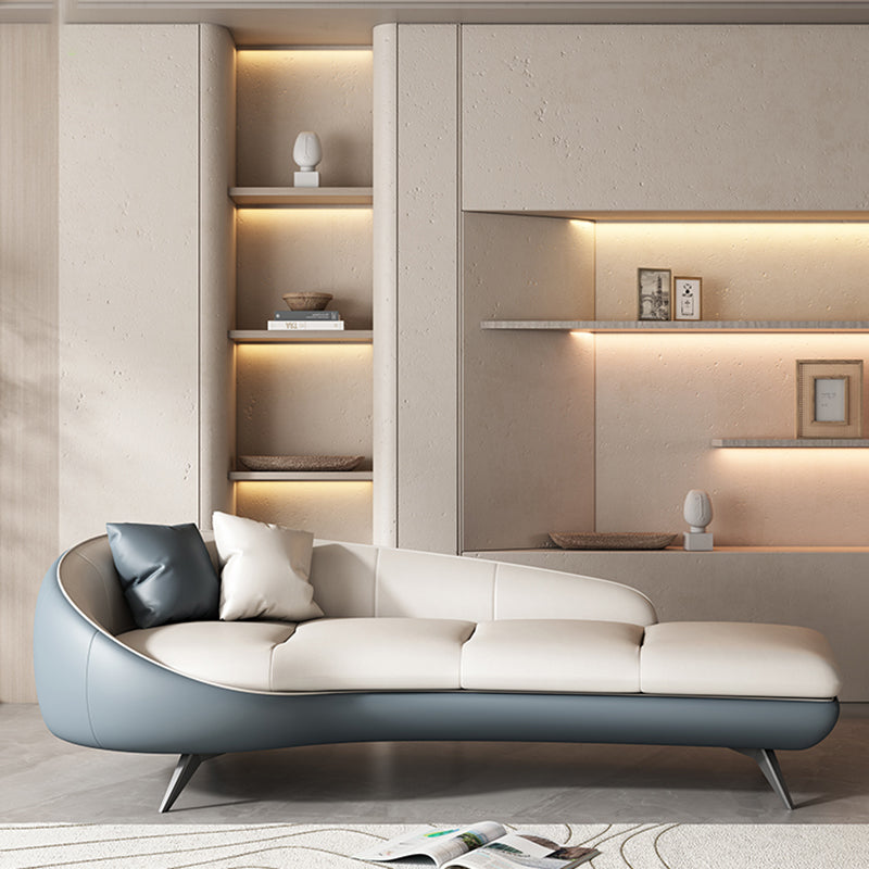 Modern Upholstered Chaise Lounge Leather Chaise with Left-Arm for Bedroom and Living Room