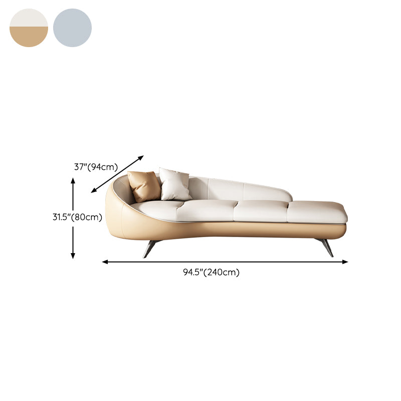 Modern Upholstered Chaise Lounge Leather Chaise with Left-Arm for Bedroom and Living Room