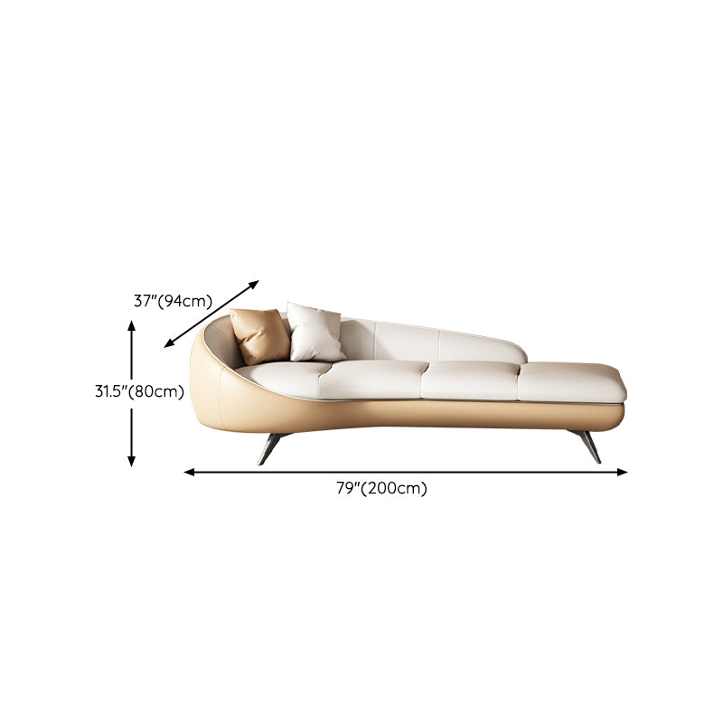 Modern Upholstered Chaise Lounge Leather Chaise with Left-Arm for Bedroom and Living Room